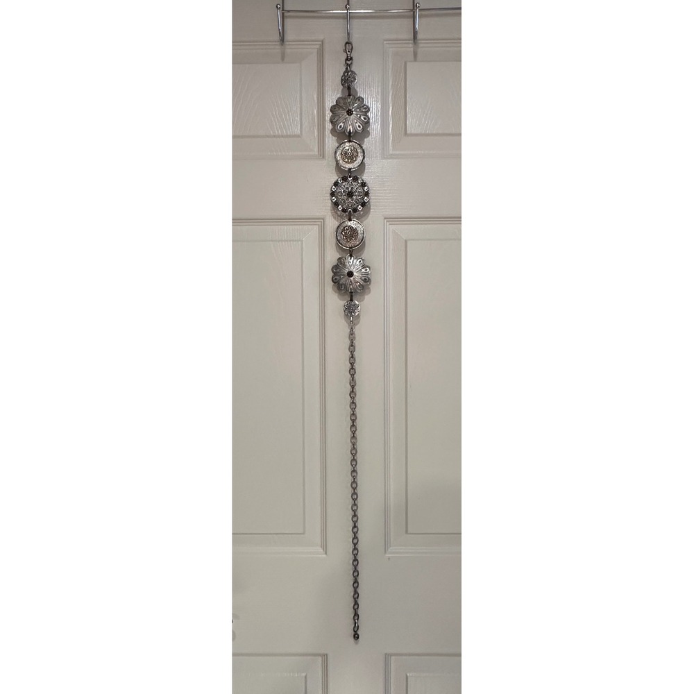 Chicos Silver Tone Floral Concho Chain Belt Western Southwestern Boho 44 Inch